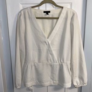 J Crew Long Sleeve Faux Wrap Blouse